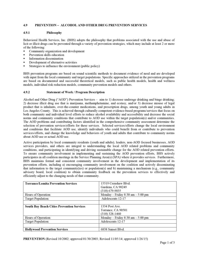 4.9 PREVENTION SERVICES FINAL 120414